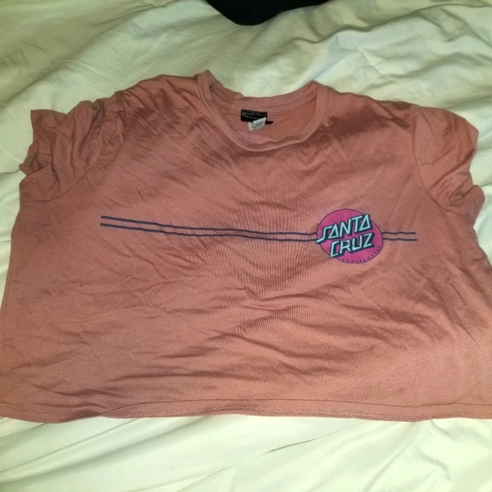 Large pink santa cruz crop top